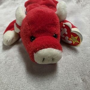 Ty 1995 Red and White Plush Bull